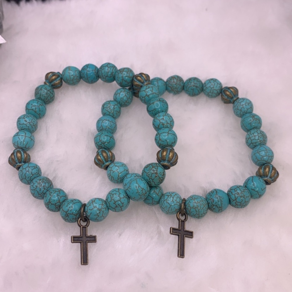 Teal Cross Bracelets